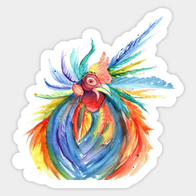 Crazy Kauai Rooster Sticker by KauaiArtist